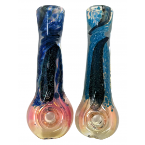 3" Silver Fumed Frit  & Dicro Art Donut Mouth Chillum Hand Pipe - [Pack of 2) [RKP281]